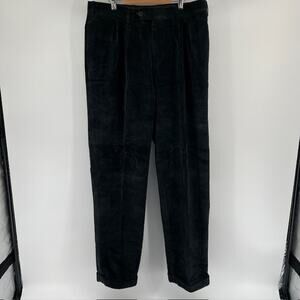 VTG J Peterman Dark Green Corduroy Pants Mens 34x32 Duca Visconti Cuffed Pleated